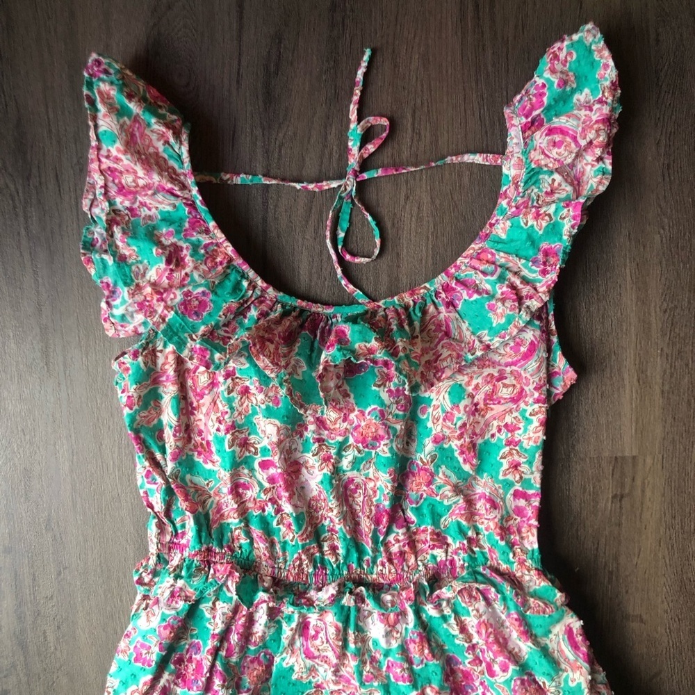 J.Crew Floral Tiered Poplin Midi Dress Women’s 4 Pink Green Floral Flowy - Picture 7 of 11